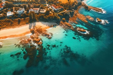 a beautiful scenic aerial view of a marine ocean sea bay beach view