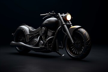 Stunning black bike 3d model on a dark backdrop. Generative AI - obrazy, fototapety, plakaty