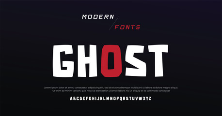 GHOST Minimal font creative modern alphabet. Typography with dot regular and number. minimalist style fonts set. vector illustration