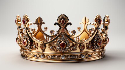 Premium Golden Crown on White Background Isolated