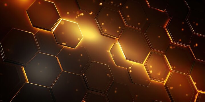 Abstract Futuristic Digital Technology Hexagon Geometric Pattern Grid Background © DailyLifeImages