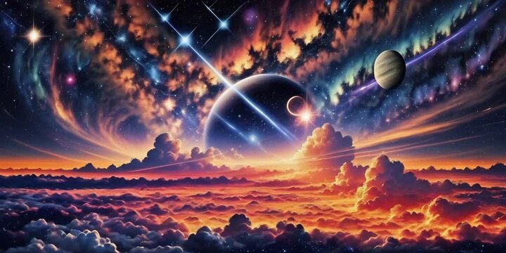 Screensaver - the Cosmic Beauty of a Universal Burst in the Starry Sky - A Mesmerizing Nighttime Dream for Your Imagination. Generative AI