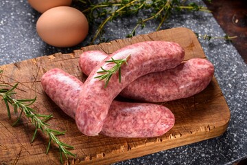 4K Image: Fresh Raw Italian Sausage and Eggs, Ready for Cooking