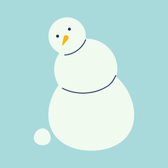 Falling snowman character. Winter Snowball. Outdoor activity. Vector illustration