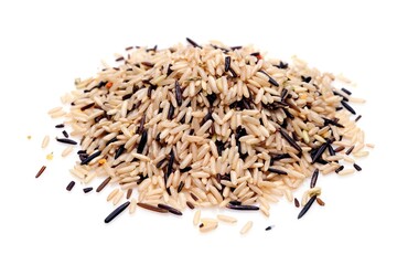 4K Image: Assorted Wild Rice Varieties on a Clean White Background