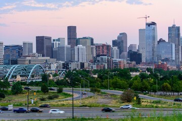 Fototapeta na wymiar 4K Image: Denver, Colorado Skyline Silhouetted at Dawn