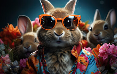 Cute Easter Bunny with Sunglasses - Hip and Hoppin' Holiday Bunny