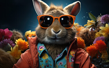 Cute Easter Bunny with Sunglasses - Hip and Hoppin' Holiday Bunny