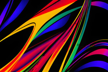 Abstract rainbow color light line rays in space for digital musical scientific futuristic theme background pop art style