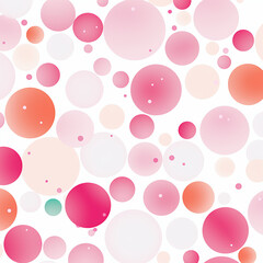 seamless pattern with circles pink color on white background created with Generative Ai