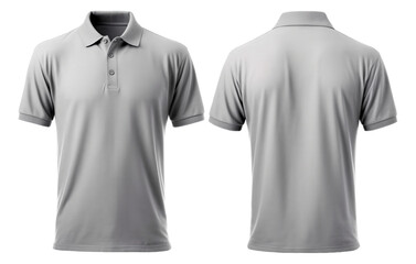 plain gray polo t-shirt mockup design. front and back views. isolated on transparent background. generative ai - obrazy, fototapety, plakaty