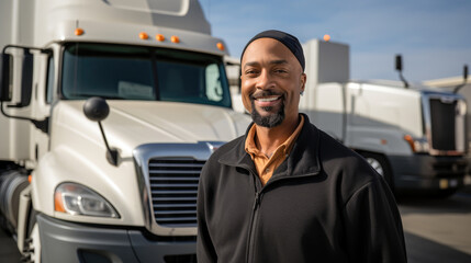 Confident Truck Driver by Truck