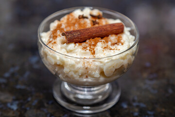 Traditional rice pudding. Sweet dish made by cooking rice in milk and sugar, some recipes include cinnamon, vanilla or other ingredients, it is a very easy dessert to make .