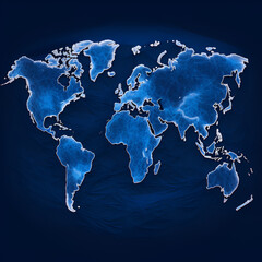 world map on blue background