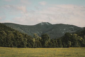 Lysá hora in Czech Republic, mountains on sunny day