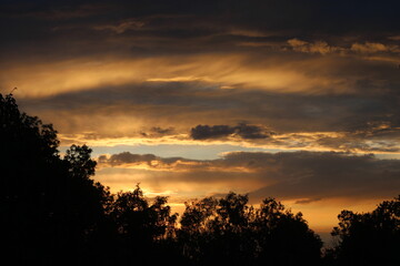 sunset in the sky with colourul clouds