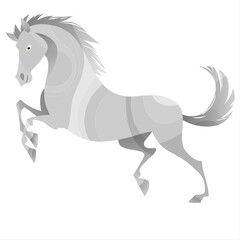 Horse running in the forest. Silhouette. Vector illustration