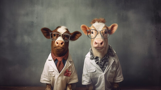 Cute cows dressed as doctors