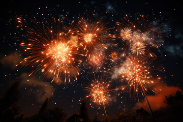Fototapeta premium Fireworks in the sky. AI generative.