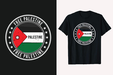 Free Palestine T-shirt Design. save palestine flag vector logo style tshirt graphic.