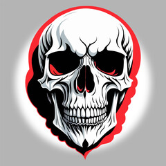 A skul with red eyes.