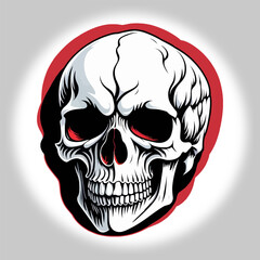 A Skull with Haunting Red Eyes.