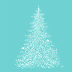 Christmas tree made of white dots. Snow needles. Happy New Year . hand drawing. Not AI, Illustrat3. Vector illustrations