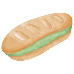 Sandwich with green match filling illustration  