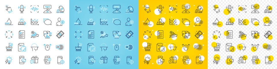 Vector icons set of Secret gift, Voice wave and Cursor line icons pack for web with Supply chain, Seo phone, 24h service outline icon. Voting ballot, Inflation, Incoming call pictogram. Vector