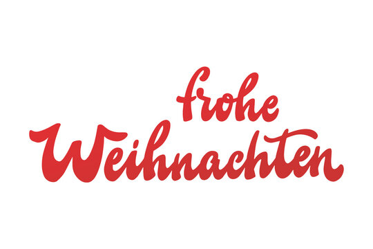 Frohe Weihnachten hand lettering quote in German - translation: Merry Christmas. Good for posters, prints, cards, signs, banners, invitations, wallpaper, etc. Holiday inscription. EPS 10