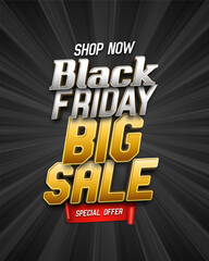 Black Friday banner. Promotion sale poster. Vector illustration.