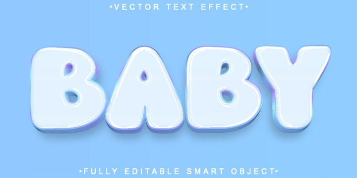 Cartoon Sot Blue Baby Vector Fully Editable Smart Object Text Effect
