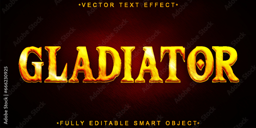 Sticker orange history warrior gladiator vector fully editable smart object text effect