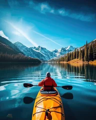 Foto op Canvas meditation boating kayak water silence freedom landscape peaceful morning rowing isolated photo © Wiktoria