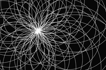 Abstract dark background with light intersected circles - 666231196