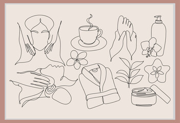 Food abstract line art design for coloring book