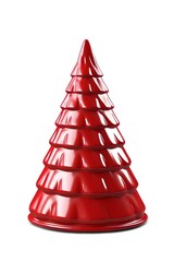 3d red decorative Christmas tree on white background. Merry Christmas and Happy New Year
