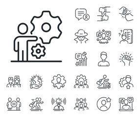 Business employment sign. Specialist, doctor and job competition outline icons. Job line icon. Man at work symbol. Job line sign. Avatar placeholder, spy headshot icon. Strike leader. Vector