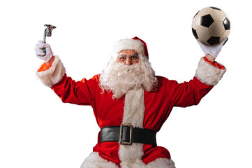 santa claus ready to see a soccer match