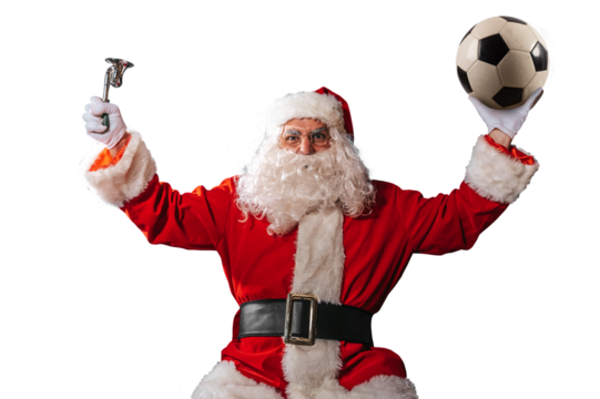 santa claus ready to see a soccer match