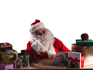 Tired santa claus is sleeping due to christmas overwork