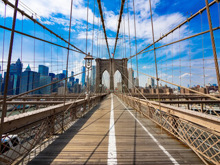 Brooklyn Bridge in New York City on a sunny day
