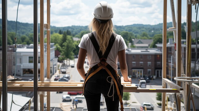 Construction Oversight: A Skilled Female Engineer Supervising a Construction Site, Generative AI