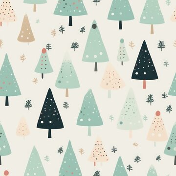 minimal pastel christmas tree seamless pattern for wrapping gift paper	