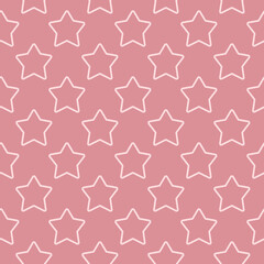Seamless pattern with pink stars