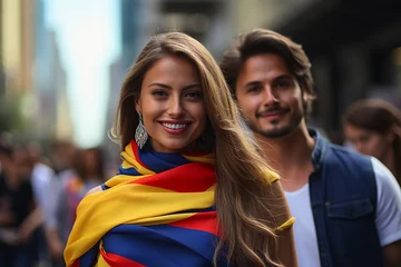 Foto op Canvas boy and girl in colombia flag © Роман Варнава