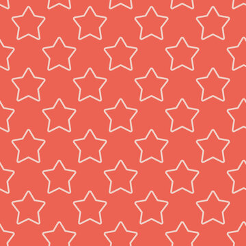 Seamless pattern with coral stars