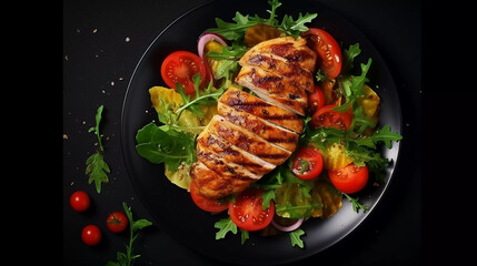 grilled chicken breast fillet with vegetables