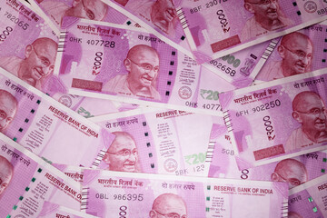 Top view of 2000 rupees texture background