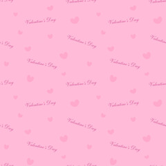 Pink seamless Valentine's Day pattern with hearts and text